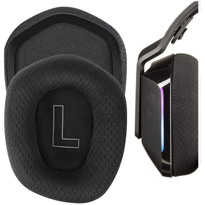 Coussinets de rechange pour Logitech G335, G733, Mousse à mémoire + en Textil, Noires, 1 Paire