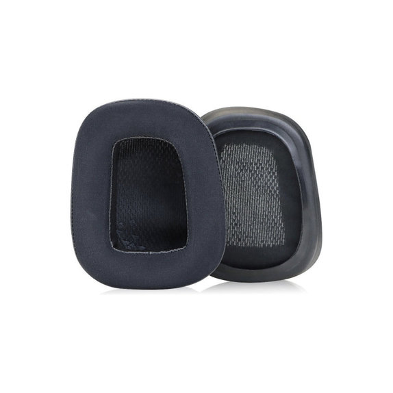 Coussinets de rechange pour Logitech G633 Artemis, G933 Artemis, Mousse à mémoire + en Textil + Cuir, Noires, Gel Rafraîchissant, 1 Paire