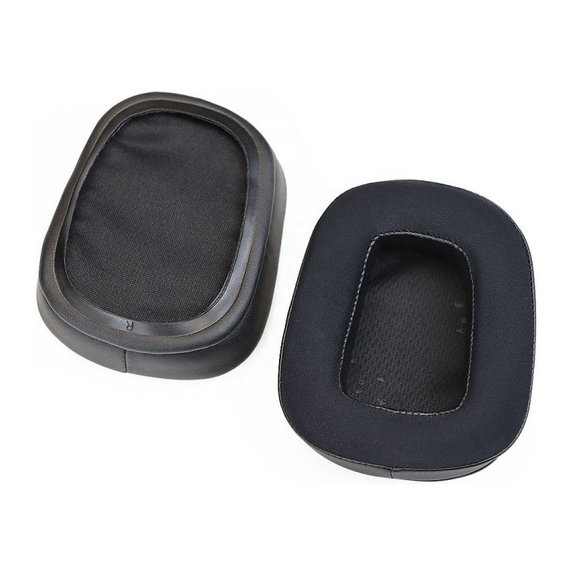 Coussinets de rechange pour Logitech G633 Artemis, G933 Artemis, Mousse à mémoire + en Textil + Cuir, Noires, Gel Rafraîchissant, 1 Paire