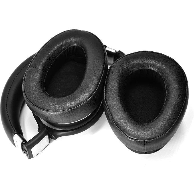 Coussinets de rechange pour Sennheiser PXC550, PX550, Mousse à mémoire + Cuir, Noires, 1 Paire