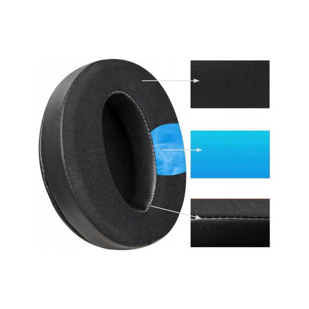 Coussinets de rechange pour Sennheiser HD4.50, Mousse à mémoire + en Textil + Cuir, Noires, Gel Rafraîchissant, 1 Paire