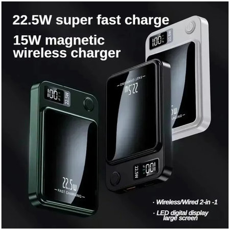 FixPremium - PowerBank MagSafe 5000mAh avec Écran LED, noir