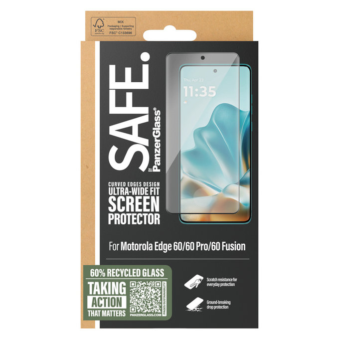 Verre trempé UWF pour Motorola Edge 60/60 Pro/60 Fusion, Noir, SAFE by PanzerGlass