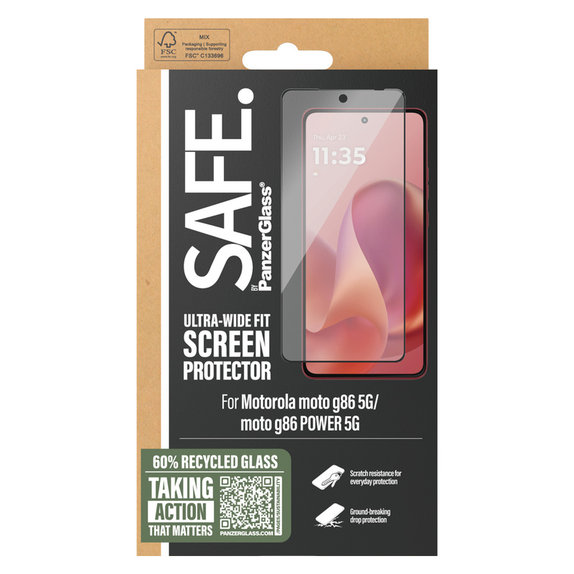 Verre trempé UWF pour Motorola Moto G86 Power, Noir, SAFE by PanzerGlass