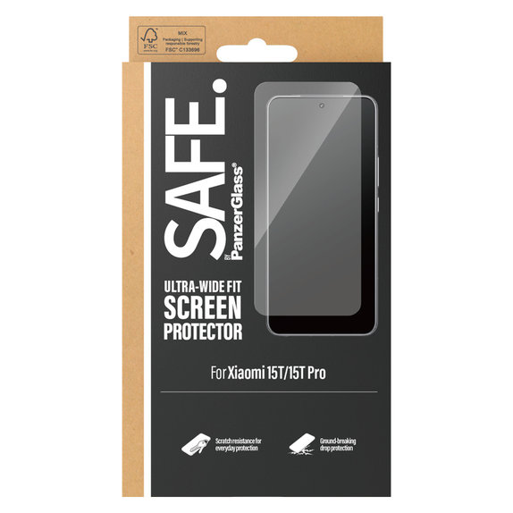 Verre trempé UWF pour Xiaomi 15T/15T Pro, Noir, SAFE by PanzerGlass