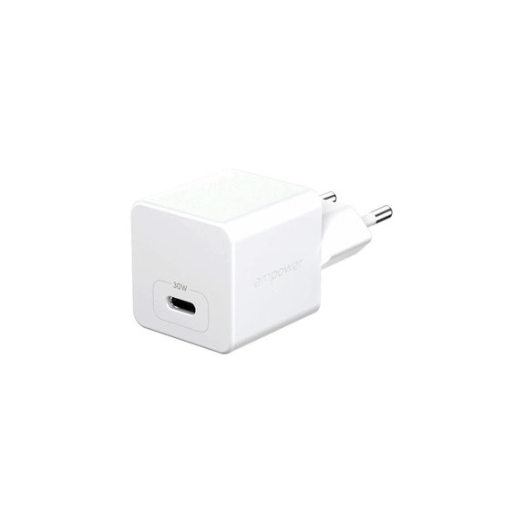 Adaptateur de voyage Grand Prix USB-C, GaN, 30 W PD, blanc argenté, empower