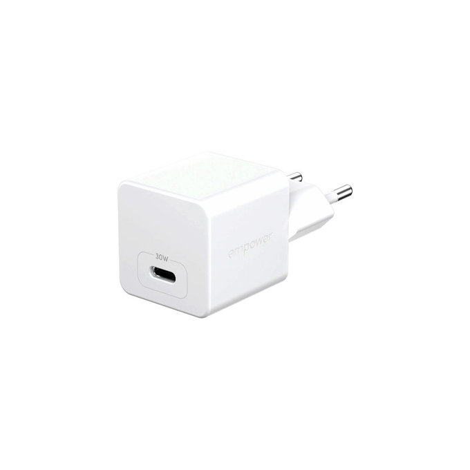 Adaptateur de voyage Grand Prix USB-C, GaN, 30 W PD, blanc argenté, empower