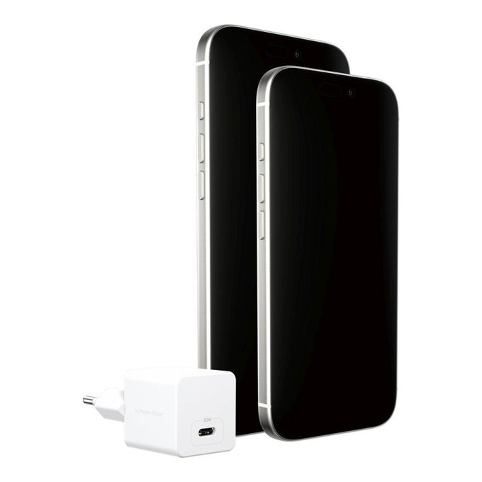 Adaptateur de voyage Grand Prix USB-C, GaN, 30 W PD, blanc argenté, empower