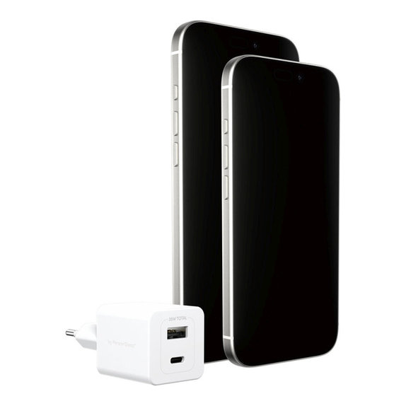 Adaptateur de voyage Grand Prix USB-C/USB-A, GaN, 35 W PD, blanc argenté, empower