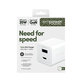 Adaptateur de voyage Grand Prix USB-C/USB-A, GaN, 35 W PD, blanc argenté, empower
