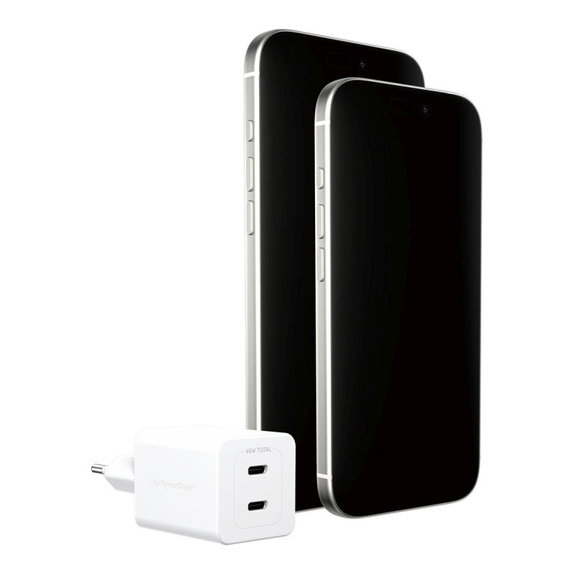 Adaptateur de voyage Grand Prix 2x USB-C, GaN, 45 W PD, Blanc argenté, empower
