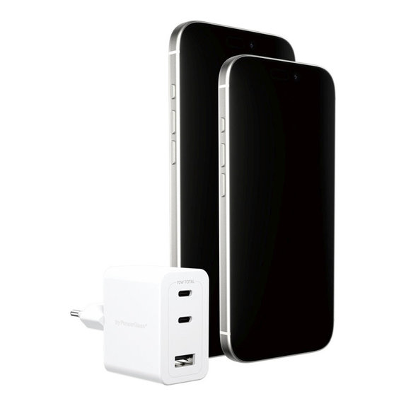 Adaptateur de voyage Grand Prix 2x USB-C/USB-A, GaN, 70 W PD, Blanc argenté, empower