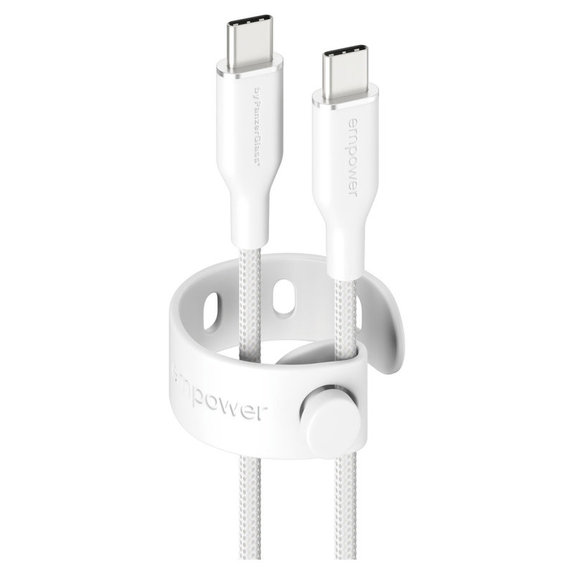 Câble USB-C, 60 W, Racing, 1,2 m, blanc argenté, empower