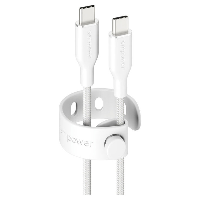 Câble USB-C, 60 W, Racing, 1,2 m, blanc argenté, empower