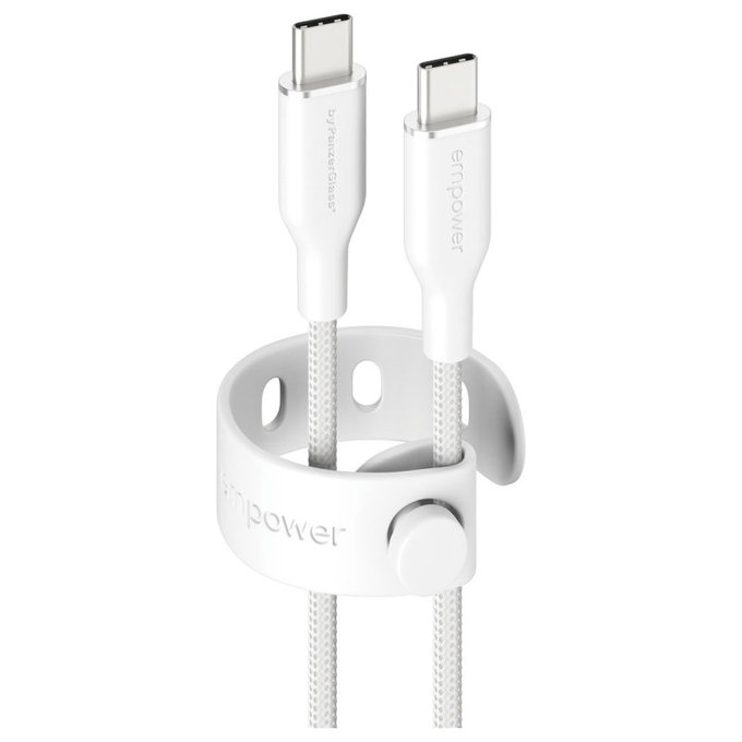 Câble USB-C, 60 W, Racing, 2 m, Blanc argenté, empower