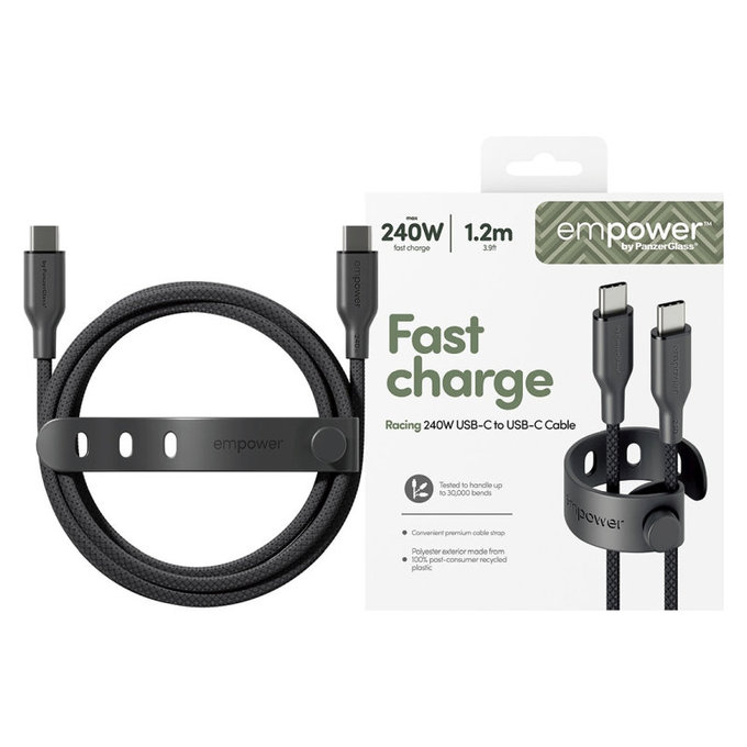 Câble USB-C, 240 W, Racing, 1, 2 m, Space Black, empower