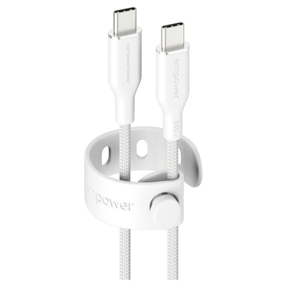 Câble USB-C, 240 W, Racing, 1,2 m, blanc argenté, empower