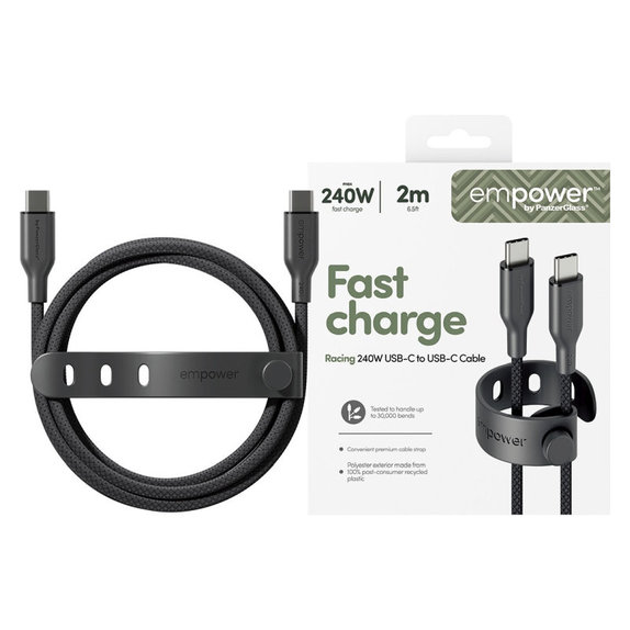 Câble USB-C, 240 W, Racing, 2 m, Space Black, empower