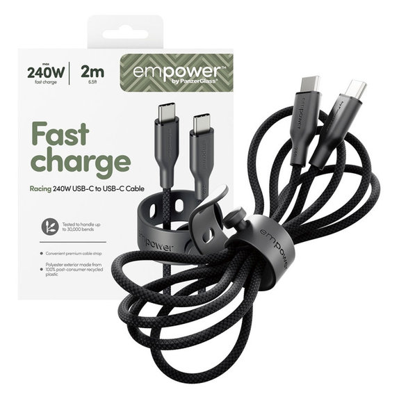 Câble USB-C, 240 W, Racing, 2 m, Space Black, empower