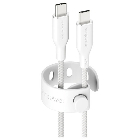 Câble USB-C, 240 W, Racing, 2 m, Blanc argenté, empower