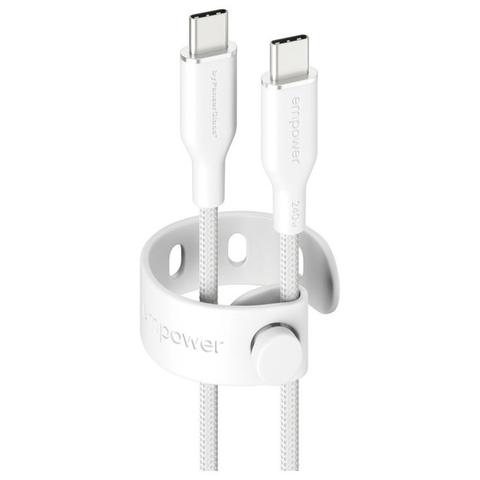Câble USB-C, 240 W, Racing, 2 m, Blanc argenté, empower