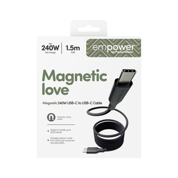 Câble USB-C, 240 W, Magnetic, 1, 5 m, Space Black, empower