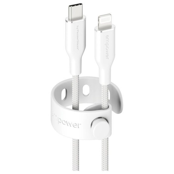 Câble USB-C/Lightning, 60 W, Racing, 1, 2 m, Blanc argenté, empower