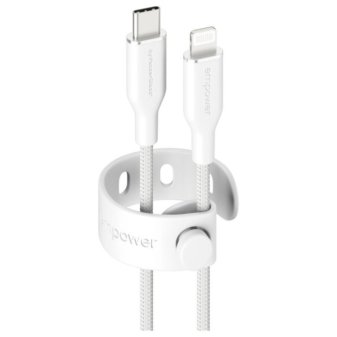 Câble USB-C/Lightning, 60 W, Racing, 1, 2 m, Blanc argenté, empower