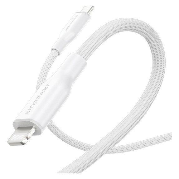 Câble USB-C/Lightning, 60 W, Racing, 1, 2 m, Blanc argenté, empower