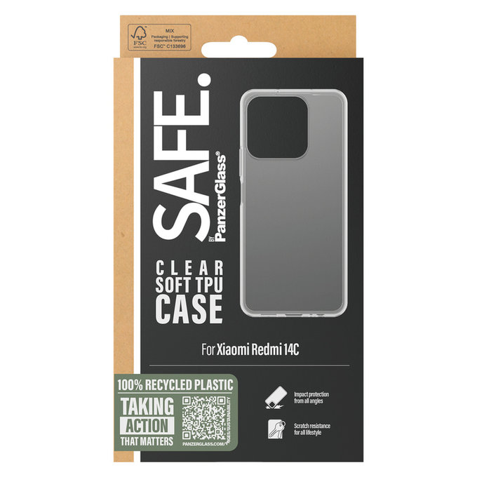 Étui TPU pour Xiaomi Redmi 14C, Transparent, SAFE by PanzerGlass