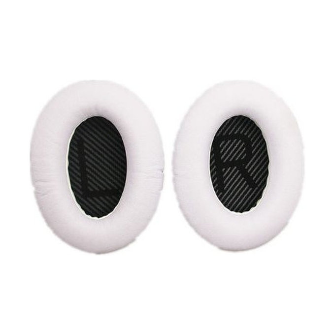 Coussinets de rechange pour Bose QuietComfort 2, 15, 25 et 35, Mousse à mémoire + cuir PU, Noir-blanc, 1 Paire