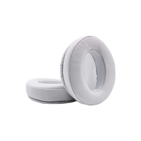 Coussinets de rechange pour Sennheiser HD300, 300BT, 4.50BTNC, Mousse à mémoire + cuir PU, Blanches, 1 Paire