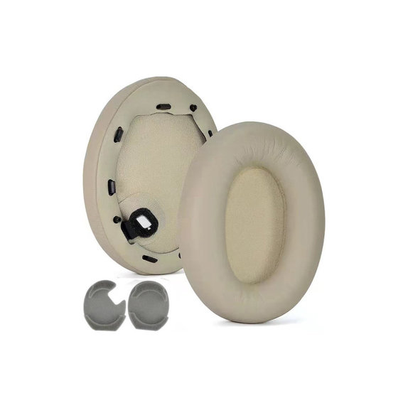 Coussinets de rechange pour Sony WH-1000XM4, Mousse à mémoire + cuir PU, Beiges, 1 Paire