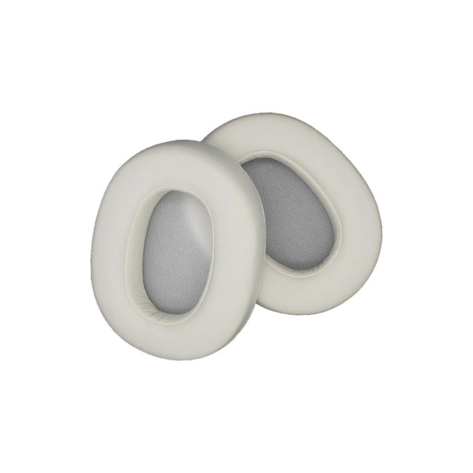 Coussinets de rechange pour Sony WH-ULT900N, Mousse à mémoire + cuir PU, Blanches, 1 Paire