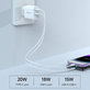 Adaptateur de charge Smart USB-C + USB-A, PD 20W, blanc, Devia