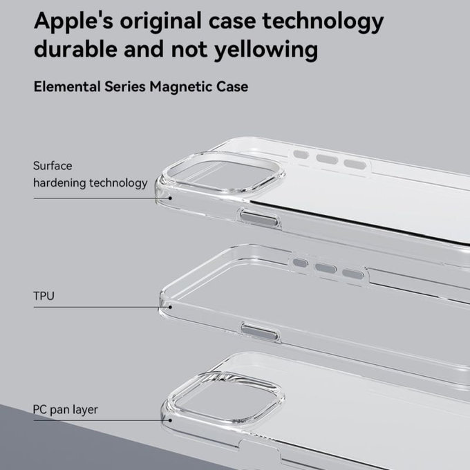 Coque Elemental avec MagSafe pour iPhone 15, transparente, Devia