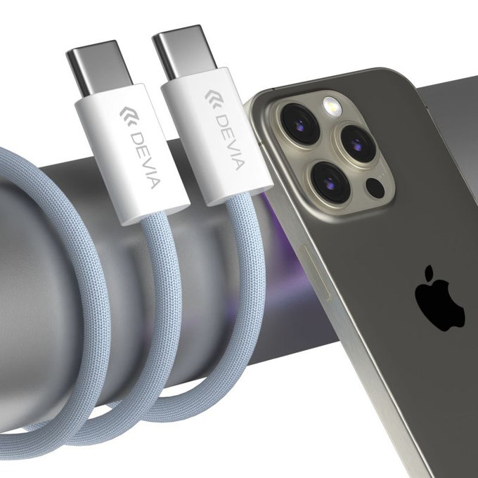 Câble USB-C / USB-C Smart, PD 60W, 1m, blanc, Devia