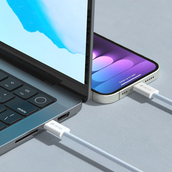 Câble USB-C / USB-C Smart, PD 60W, 1m, blanc, Devia