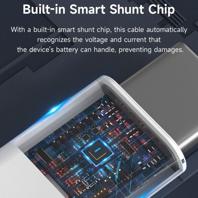 Câble USB-C / USB-C Smart, PD 60W, 1m, blanc, Devia