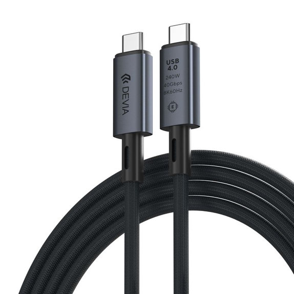 Câble USB-C / USB-C Extreme Speed, 240W, 8K 60Hz, 1m, noir, Devia