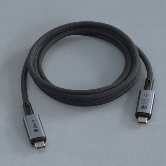 Câble USB-C / USB-C Extreme Speed, 240W, 8K 60Hz, 1m, noir, Devia