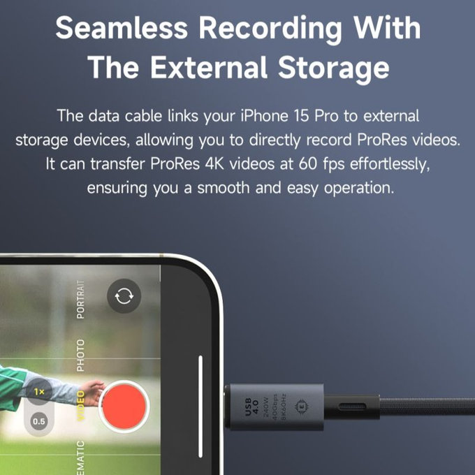 Câble USB-C / USB-C Extreme Speed, 240W, 8K 60Hz, 1m, noir, Devia