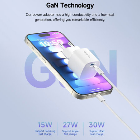 Adaptateur de charge Mini USB-C, PD 30W, blanc, Devia