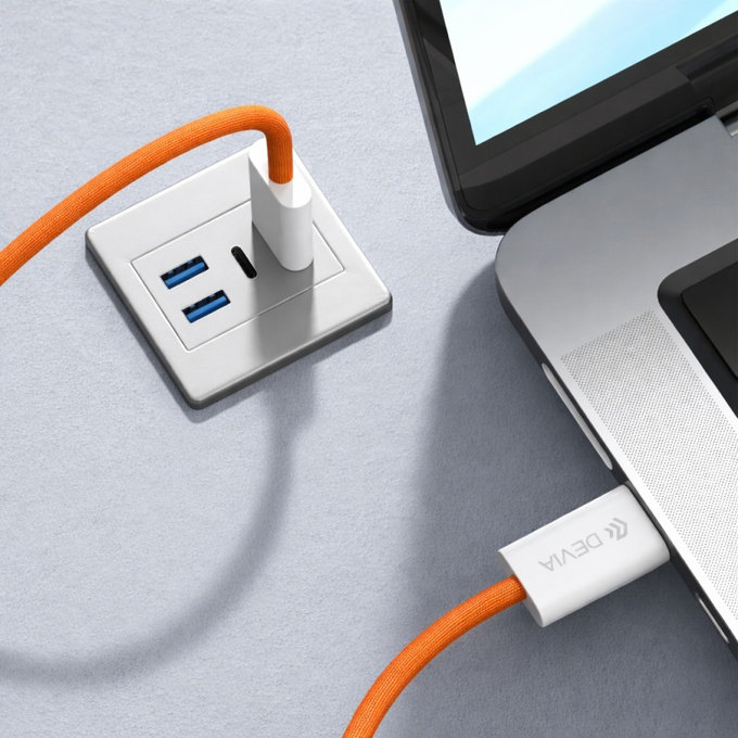 Câble USB-C / USB-C Smart, PD 60W, 1m, orange, Devia