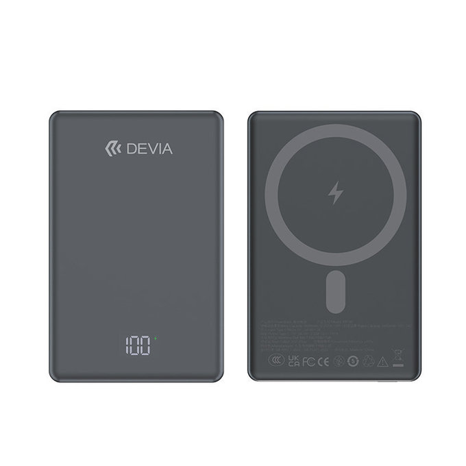 PowerBank MagSafe Extreme Speed Mini avec écran, PD 20W, 5000mAh, Space Grey, Devia