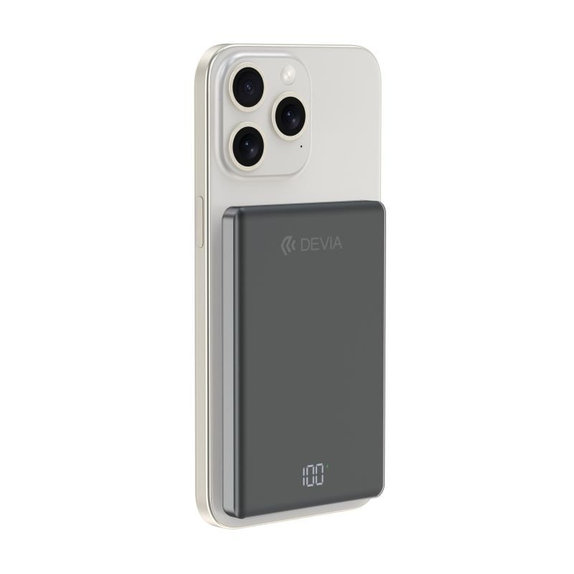 PowerBank MagSafe Extreme Speed Mini avec écran, PD 20W, 5000mAh, Space Grey, Devia