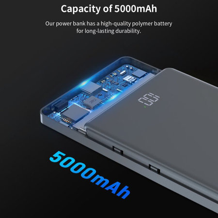 PowerBank MagSafe Extreme Speed Mini avec écran, PD 20W, 5000mAh, Space Grey, Devia