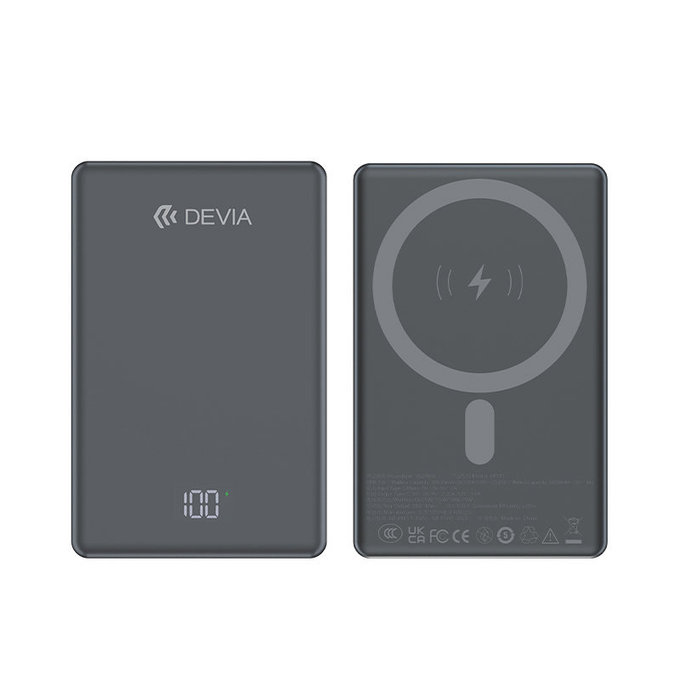 PowerBank MagSafe Extreme Speed Mini avec écran, PD 20W, 10000mAh, Space Grey, Devia