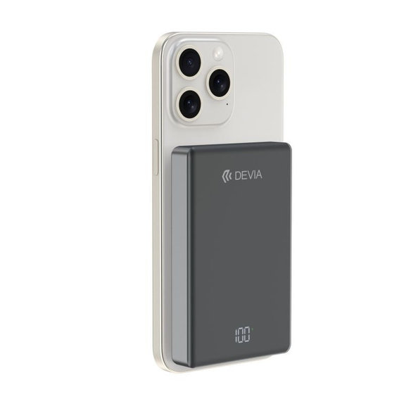 PowerBank MagSafe Extreme Speed Mini avec écran, PD 20W, 10000mAh, Space Grey, Devia