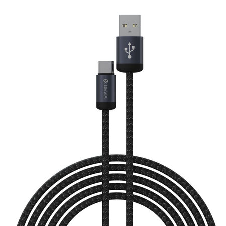 Câble USB / USB-C Gracious, 2.1A, 2m, noir, Devia